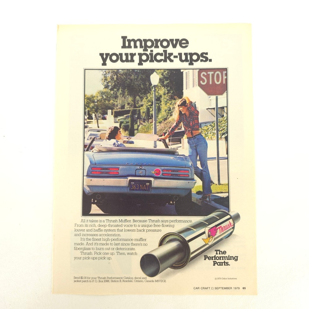 Vintage Pontiac Firebird Convertible Print Ad Classic Muscle Car Show Decor 1979